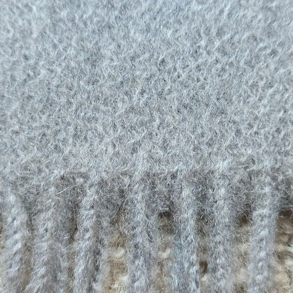 NWOT Grey Cashmere Fringed Scarf